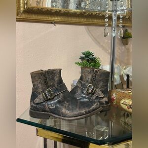 Bed Stu Becca Distressed Brown Leather Ankle Booties Size 7.5
